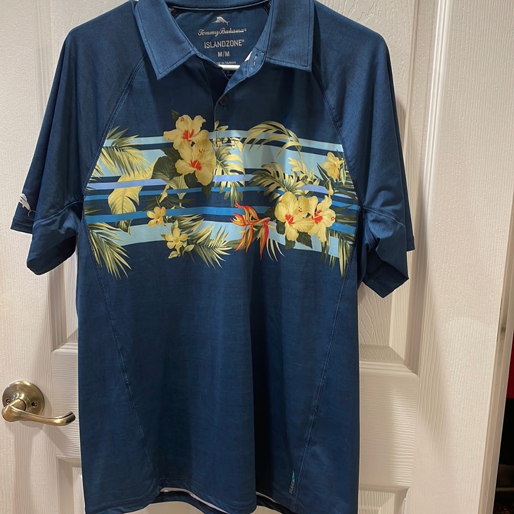 Tommy Bahama islands zone polo navy tropical size medium